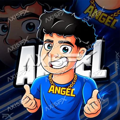 Personaje cartoon de AngelSalasRD con camiseta azul, foto de perfil