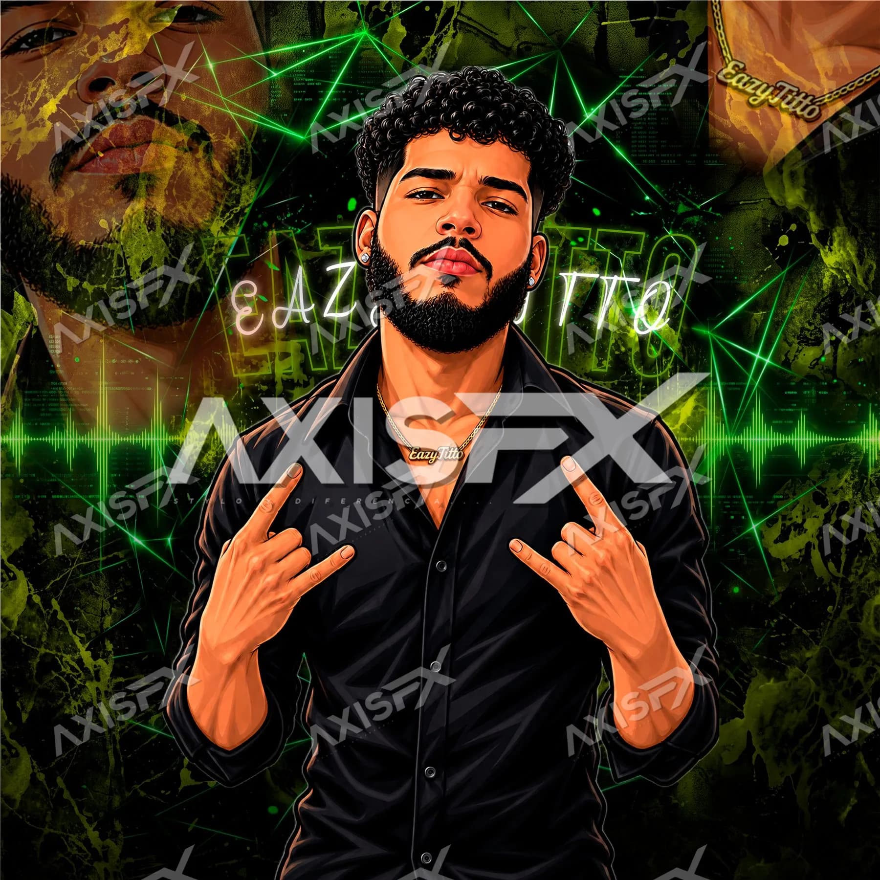 Foto de perfil de Eazy Titto con fondo verde neón