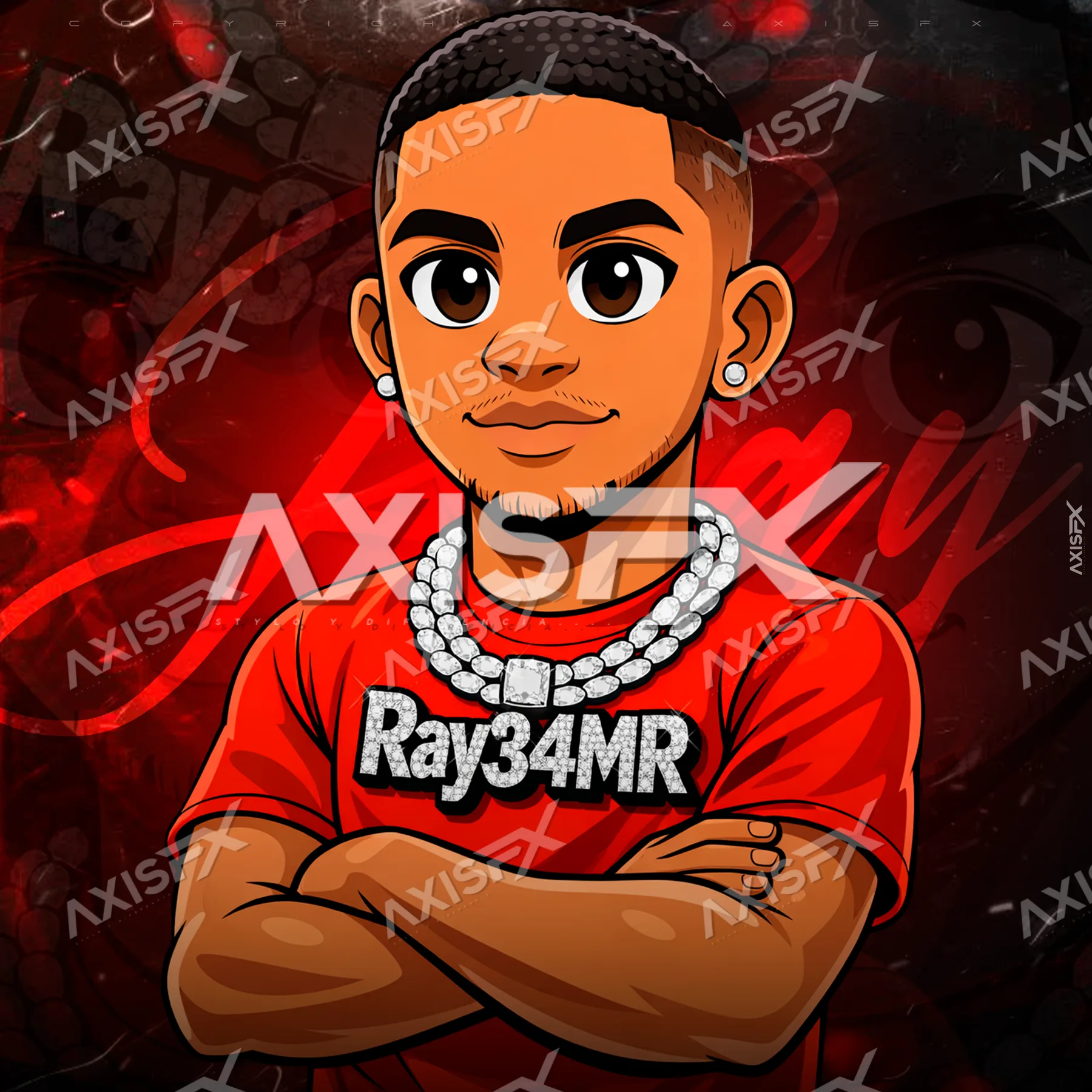 Personaje cartoon de Ray34MR con camiseta roja, foto de perfil